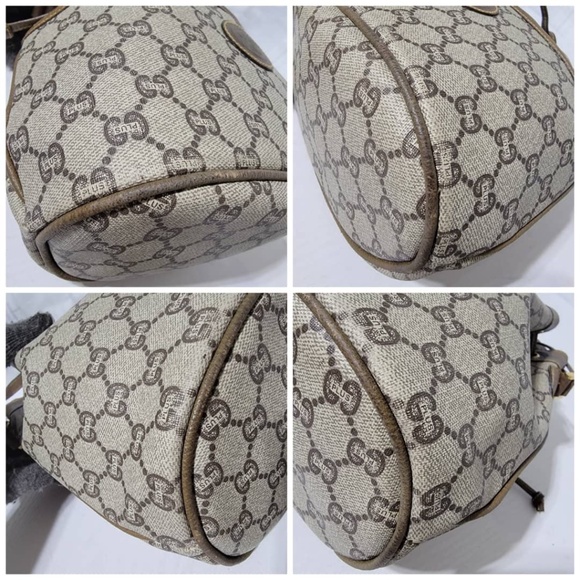 Authentic GUCCI Vintage GG Plus Shoulder Cross Drawstring Bag Beige/Brown - Picture 13 of 16